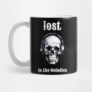 skull with headphones lost in the melodies Mug